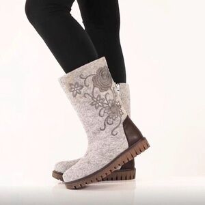 AZURA-NEHAL-WOMEN'S-mid calf boot-Contrast floral embroidered fleece lined EU 41